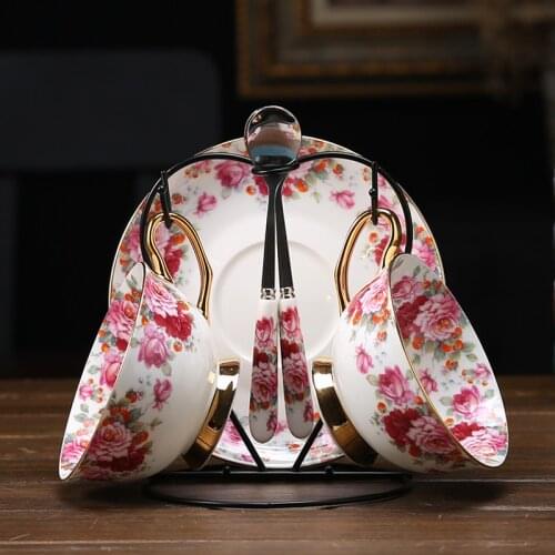 Coffee cups set European Coffee Cup Tea Set Bone china porcelain cup and saucer Teatime Afternoon Tea party Wedding Gifts