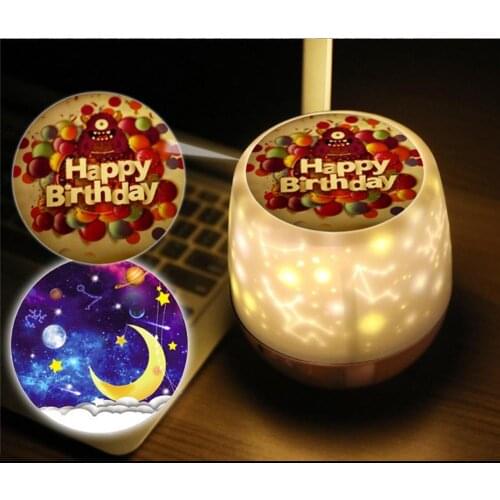 Night Light Projector Lamp Built-in Rechargeable Battery 3 Step Dimming Night Lamp 6 Different Films Starry Sky Projector Light