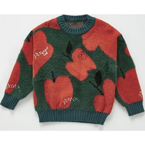 2021 New Autumn Winter Infant Children Clothing Cartoon Pattern Baby Girl Sweater Knitted Pullover Sweater Toddler Baby Clothes