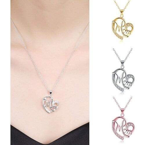 Love Mom Necklace Jewelry MUM Letters Heart Pendant Necklace Mother Day Gift AC889