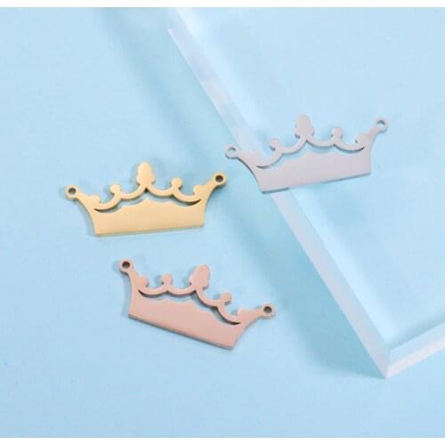 100% Stainless Steel Crown Charm For Jewelry Making Metal Crown Tag Charms Mirror Polished Wholesale 20pcs