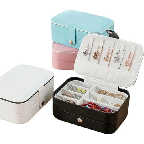 PU Jewelry Box Organizer Portable Travel Leather Jewellery Ornaments Case Storage Home Organization