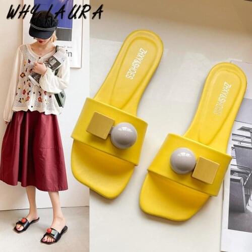 Lovely 2021 Women Summer Slippers Slip on Flat Slide Sandals Ladies