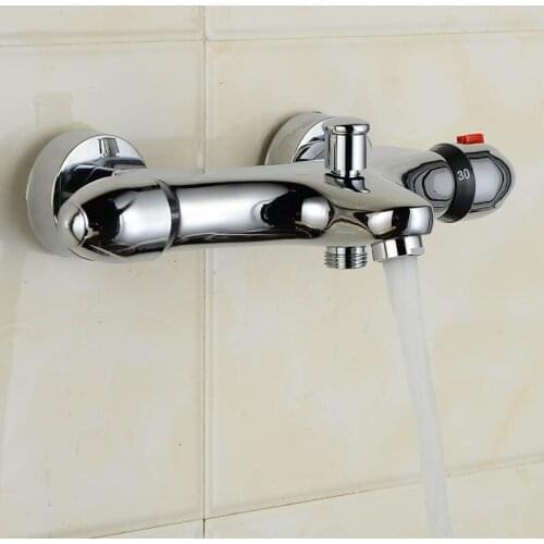 Shower faucet thermostatic mixer valve, Wall mount shower faucets chrome, Dual handle thermostatic shower faucet mixer water tap