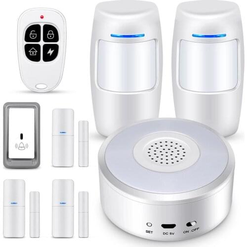 Smart Security WiFi Alarm System Kit 120DB Siren,Door/Window Sensor PIR Motion Sensor Doorbell Button Night Light DIY for house