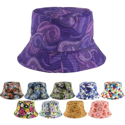 2021 Spring Summer Bucket Hat Print Flat-brimmed Autumn and Winter Fisherman Solid Painter Hat Uisex Sun Protection Hat
