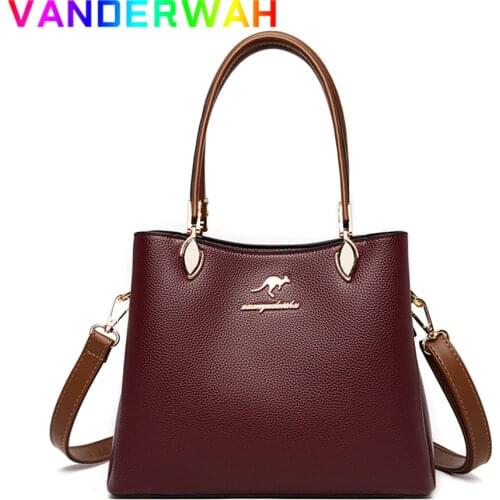 Large Capacity 3 Layers Top-handle Bag Casual Totes Designer Handbags High Quality Pu Leather Shoulder Crossbody Bags for Women