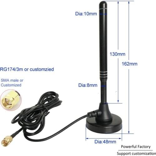 High gain 4G antenna copper rod 48mm magnetic base GSM Wifi 3G 4G Omni antenna RG58 cable 3 m feeder 1PCS