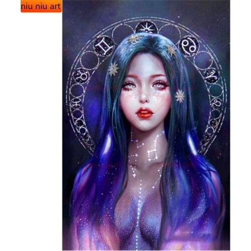 Starry Fantasy Woman Diamond Painting Cross Stitch Diamond Embroidery Diamond Decoration Full Drill Handmade Rhinestone