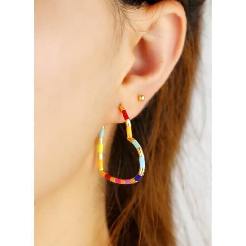 2021 Gold Filled Summer New Neon Colorful Jewelry Candy Enamel Hollow Heart Shape Earring For Women Lovely Rainbow Gorgeous Gift