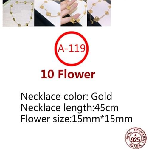A119 10 flowers Necklace Elegant All Metal Vintage Women Hot Brand Solid S925 Sterling Silver Jewelry Set Top Quality Gifts