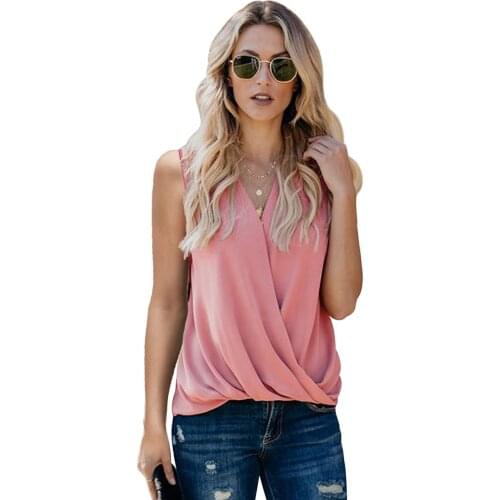 2021 Sleeveless Pullover Chiffon Top Vest Women Summer Solid Color V-neck Bottoming Lady Small Vest Casual Sleeveless Tanks Tops