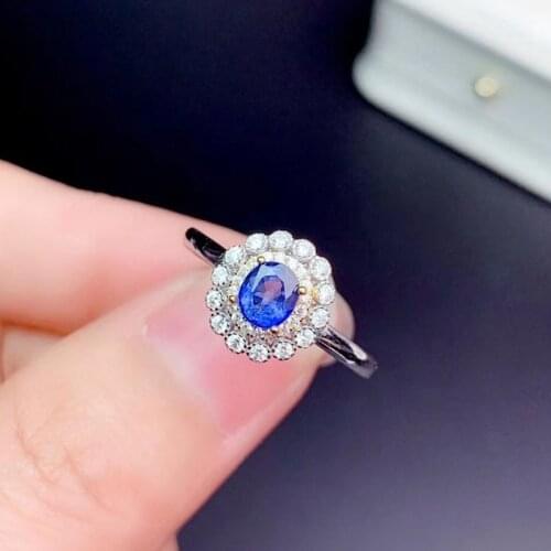 2021 Silver New Fashion Full Diamond Color Separation Simulation Sapphire Adjustable Ring For Women Fine Jewelry Christmas Gift