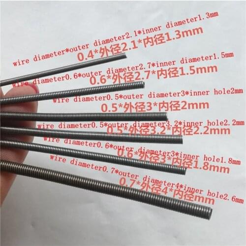 1pcs Pull spring 0.2 small elongated spring 0.3 steel wire 0.4 micro 0.5 pull yellow elastic protective tube 500-3000mm le