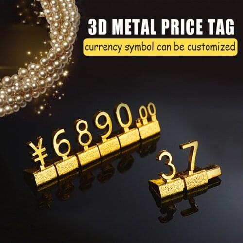 10 Strips Commodity Combination Aluminum Metal Price Cube Tags Card Jewelry Watches Garment Dollar Price Tags Stand