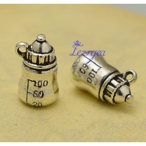 10pcs/lot--11x19mm, Antique silver plated 3D Feeding bottle charms,DIY supplies, Jewelry accessories