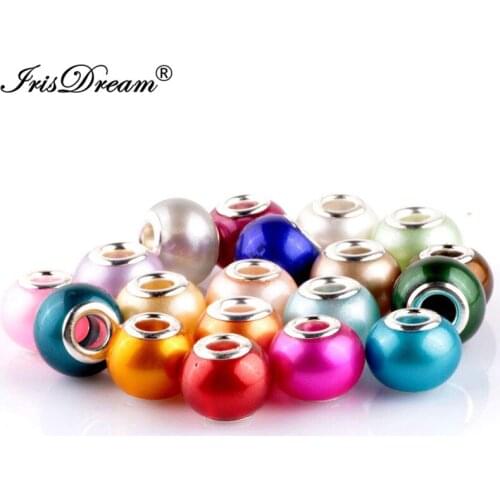 10PCS Lot Assorted Solid Color Big Hole Round Loose Murano Spacer Crystal Glass Beads Fit Pandora Charm Bracelet For DIY Jewelry