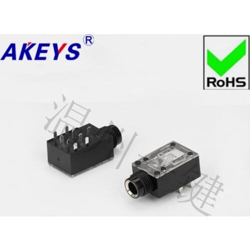 10PCS 6.35MM socket 9 feet 6.35.106.9 plane 9 feet white mouth transparent socket 6.35 microphone outlet