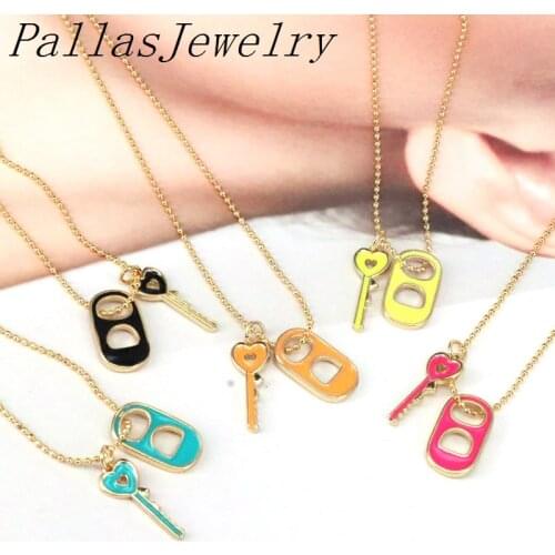 10Pcs Soda Cap Two Holes Charm Pendant and Key Charm Necklace , Gold Plated Colorful Enamel Fashion Handmade Jewelry