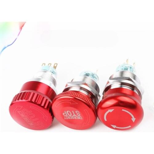 16mm 19mm 22mm 2NO 2NC Waterproof Metal Latching Emergency STOP Mushroom Push Button Switch Button Switch Knob Rotary Switch