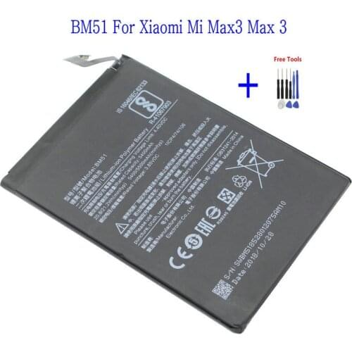 1x New 3.85V 5500mAh BM51 BM 51 Replacement Li-Polymer Battery For Xiaomi Mi Max 3 Max 3 + Repair Tools kit