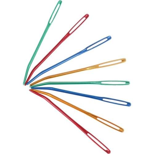 2pcs Aluminum Big Eye Yarn Knitting Needle Needlework Crafts Sewing Bent Needle Bent Tip Tapestry Darning Knitting Needles