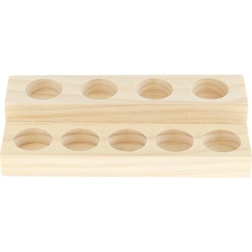 2 Tier Natural Wood Essential Oil Bottle Storage Display Rack Cosmetic Organizer