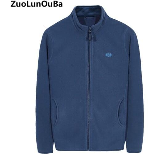 2020 Winter Fleece Casual Business Middle-aged Wear Plus Fleece Fleece Comfortable Warm Stand-up Collar Zipper Pocket Man Coat