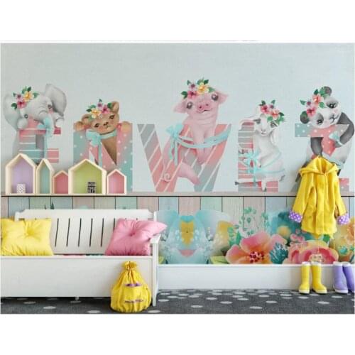 Custom photo 3d wallpaper Cartoon animal elephant piggy children room home decor 3d wall murals wallpaper for walls 3 d