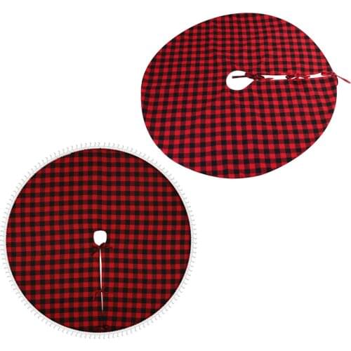 47" Baffalo Plaid Christmas Tree Skirt Floor Mat Cover for Xmas New Year Festive Holiday Decor