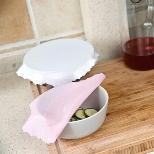 5pcs Cling Film Silicone Round Reusable Saran Wrap Bowl Cover Microwave Heating Refrigerator Fresh Keeping Lids