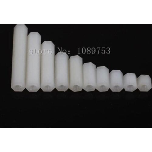 50Pcs M2 M2.5 M3 M4 White Hex Nylon Standoff Spacer Column Flat Head Double Pass Nylon Plastic Spacing Screws