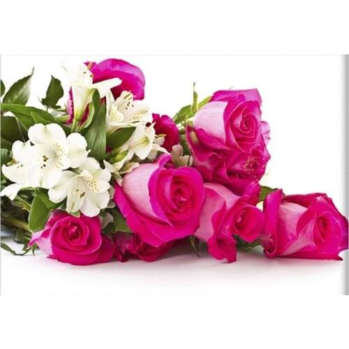 5d diy diamond painting cross stitch kits diamond embroidery pink rose flower round&square drill diamond mosaic pattern gift