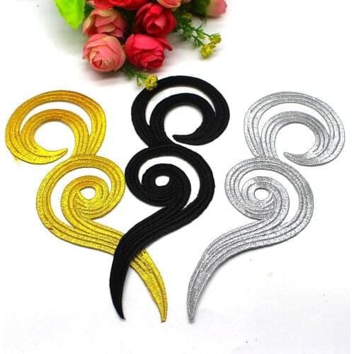 Iron On Appliques Gold Embroidered Budges Appliqued Gold Metallic Patches 3D Floral Cosplay 17.5cm