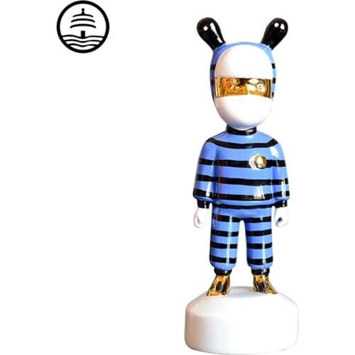 Bao Guang Ta Simple Modern Striped Animal Figurines Abstract Cute Cartoon Figure Statue Resin Arts Home Decor Sculpture A970