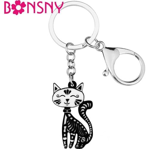 BONSNY Halloween Acrylic Sweet Sitting Skull Cat Earrings Fashion Skeleton Drop Dangle Pets Gift Jewelry For Women Girls Teens