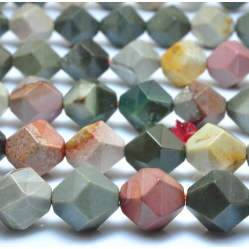 Natural Ocean Jasper Star Cut Faceted Nugget Loose Beads Wholesale Gemstone Semi Precious Stone Bracelet Necklace Jewelry Making