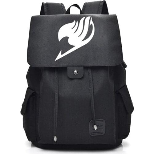 Fairy Tail USB Port Backpack Bag Zipper Messenger School Students Book Daypack Large Capacity Boy Travel