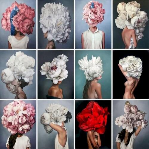 GATYZTORY Diy Oil Painting By Numbers Flower And Women DIY On Canvas Acrylic Painting Wall Art Home Decoration 40x50cm