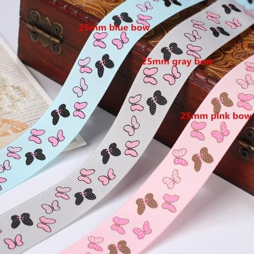 2m/lots 25mm Ribbon Grosgrain With Butterfly Flower Printed Fabric Tape For Crafts Hair Bows Making Gifts Packing Wrap Materials