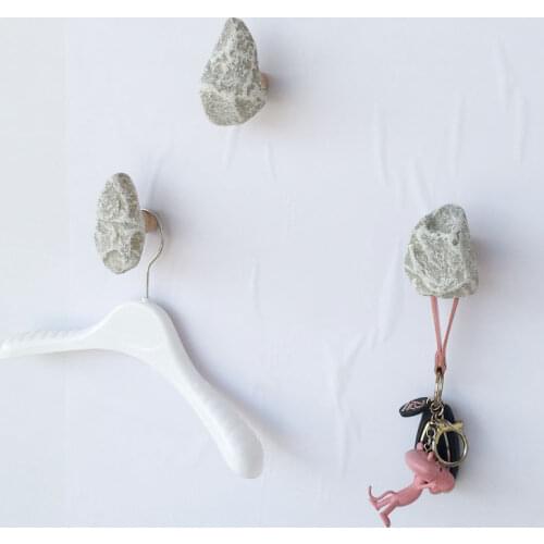 Robe Hook Cobblestone and Wood Hooks Wall Mounted Fitting Room Pebble Coat Hat Hanger Solid Wood Bathroom Hook SZ-RH21032320