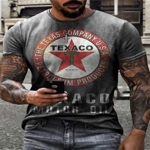 Five-pointed star print mens fashion loose T-shirt summer casual round neck short-sleeved shirt 2021 polyester material