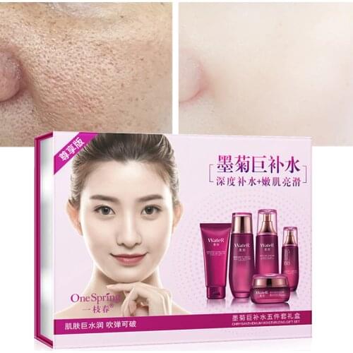 Five-Piece Set Moisturizing Brighten Lift Firming Anti-Drying Shrink Pores Anti-Aging Black Chrysanthemum Extract Face Skin Care