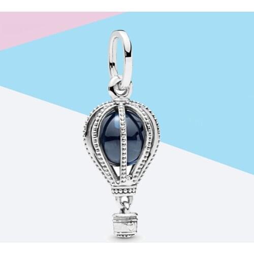 Leabyl New Arrival Dark Blue Hot Air Balloon Charm Pendants fit Bracelet Necklace for Women DIY Jewelry Making 2 PCS/Lot