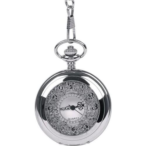 New Fashion quartz Silver, black Hollow out men and woman steampunk FOB pocket watches