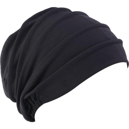 New Elastic Cotton Turban Hat Solid Color Women Warm Winter Headscarf Bonnet Inner Hijabs Cap Muslim Hijab femme Wrap Head