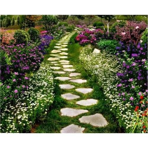 Beibehang Custom Aesthetic Flower Path Meadow Wallpaper Home Decoration Toilet Bathroom Bedroom 3D Floor Mural wallpaper 3d