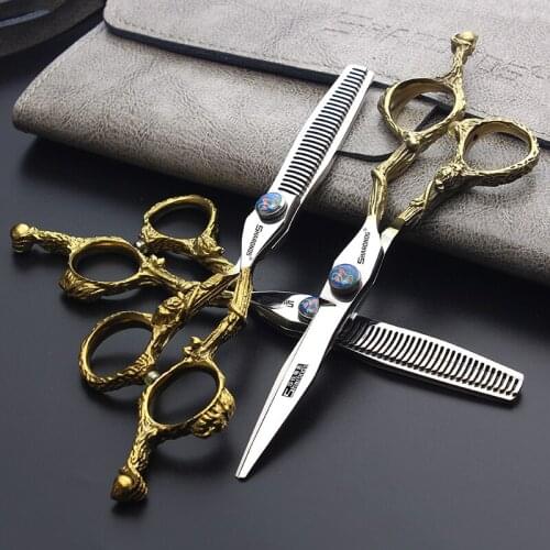 Sharonds Hair Salon Hairdressing Scissors Barber Scissors Set 6 inch Flat Cutting Scissors Thinning 20%-30% Willow Shears