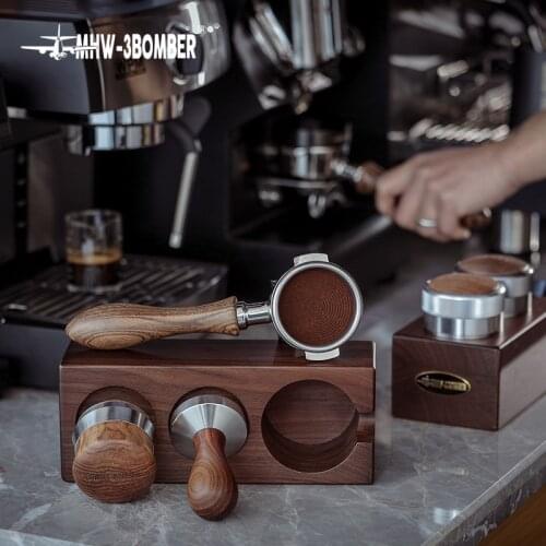 Walnut Wood Coffee Filter Tamper Holder Espresso Tamper Mat Stand Coffee Maker Support Base Rack Barista Cafe Accessories