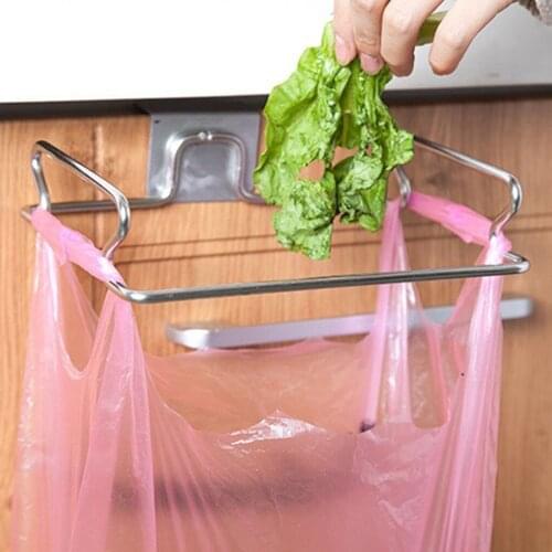 Stainless Steel Garbage Bag Rack U-Shaped Hanging Rubbish Holder Kitchen Trash Storage Hanger Kitchen Bathroom Storage Rack